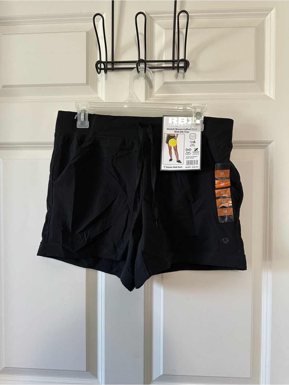 RBX Women’s Black Stretch Woven Cuffed Walk Shorts M